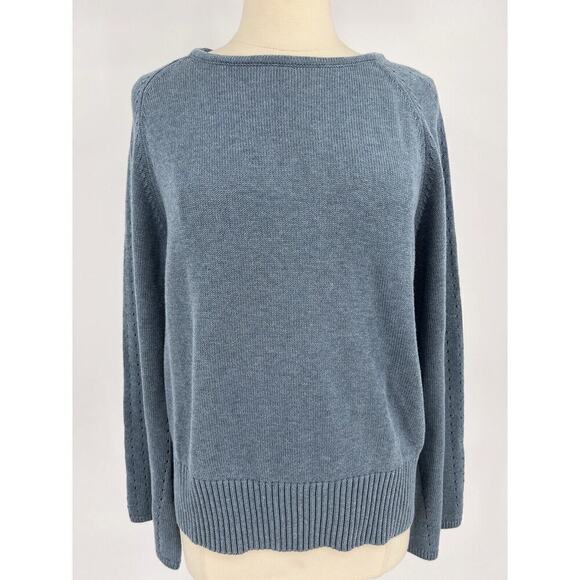Sundance Sweaters - Sundance Blue Pullover Long Bell Sleeve Size XL Supima Cotton Merino Wool Blend
